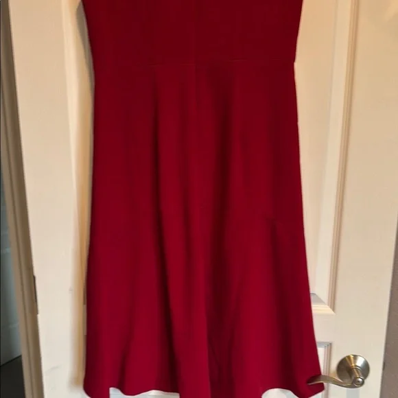 Maggy London Red Sheath Dress Asymmetrical Neckline - Picture 8 of 8